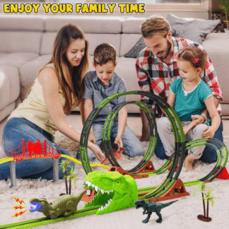 Dinozaurų trasa - lankstus bėgių kelias su dinozaurais