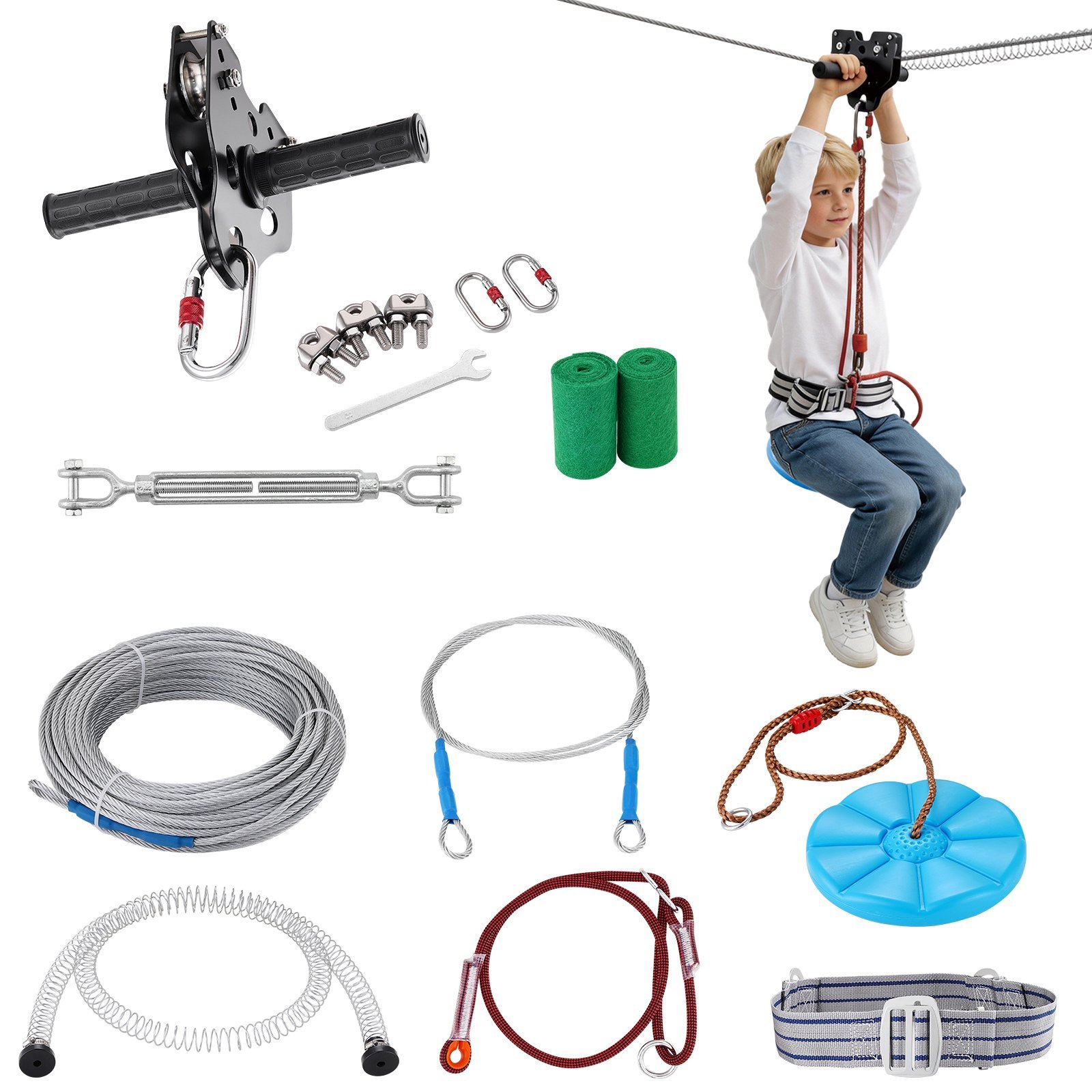 VEVOR 48 m „Zipline“ komplektas iki 180 kg – pagrindinis vaizdas