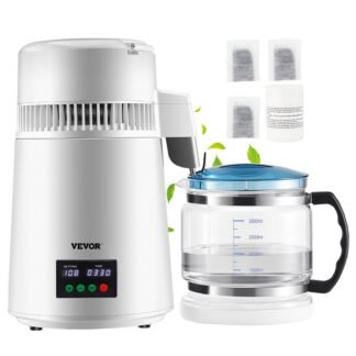 VEVOR baltas vandens distiliatorius 4 l, 750 W su stikliniu indu