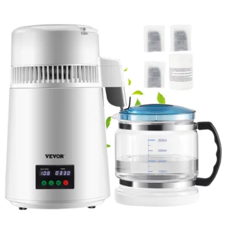VEVOR baltas vandens distiliatorius 4 l, 750 W su stikliniu indu